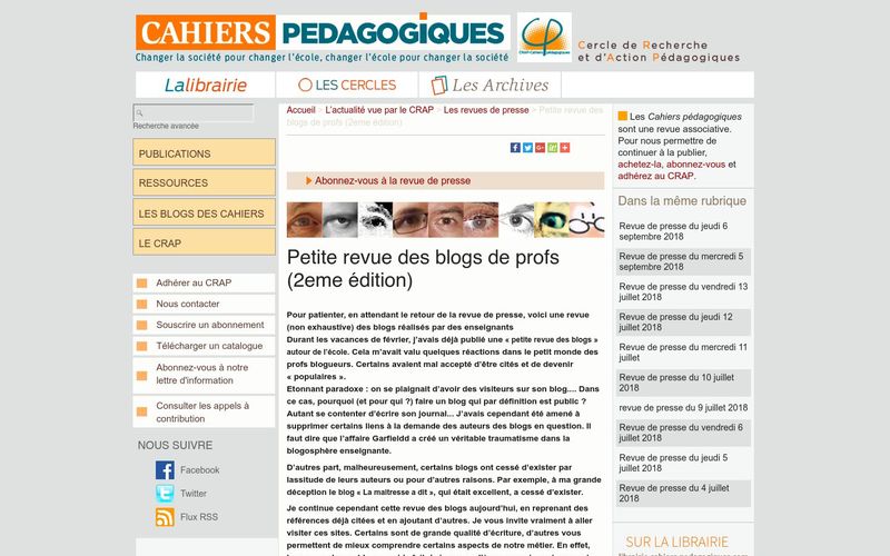Les Cahiers pédagogiques : Petite revue des blogs de profs (2eme édition)